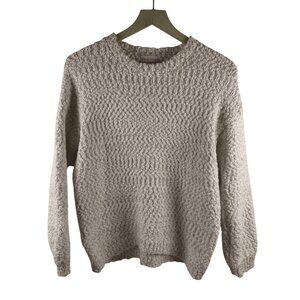 Yet Again – Pink & White Tight Knit Crew Sweater – Size S